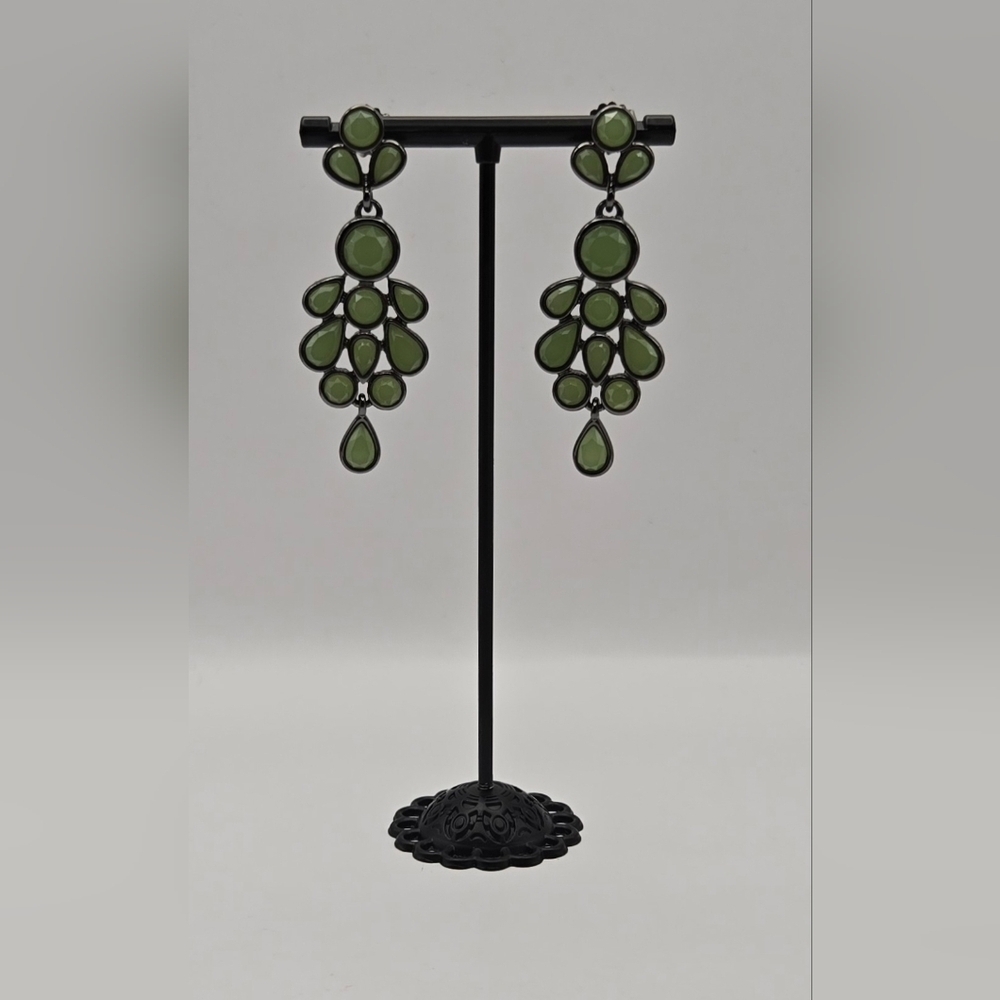 Lia Sophia Gold Drop Earrings Yellow & Black Crystal Dangle Statement
